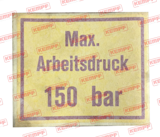 92625 Aufkleber  "max.Arbeitsdruck 150 bar"